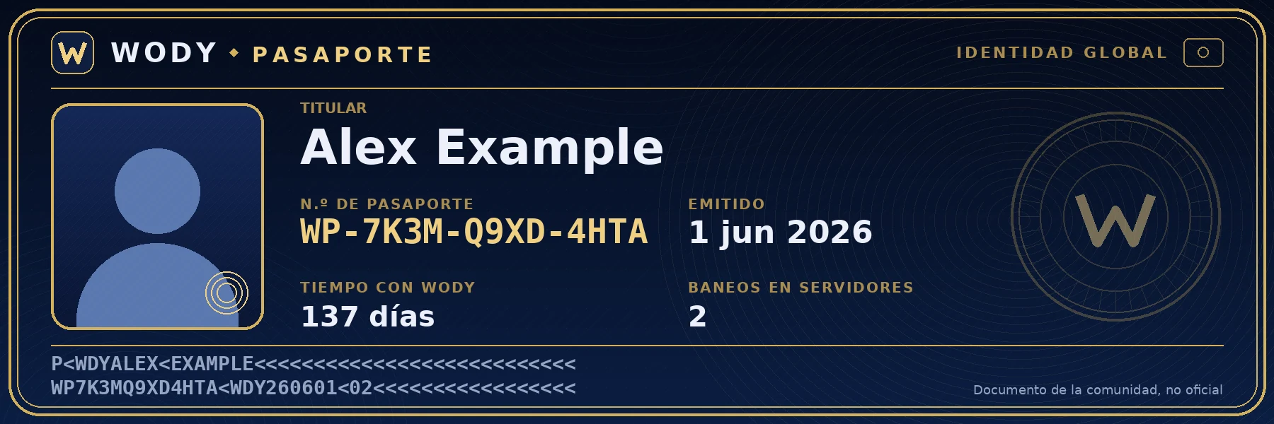 Vista previa de la tarjeta WODY PASSPORT