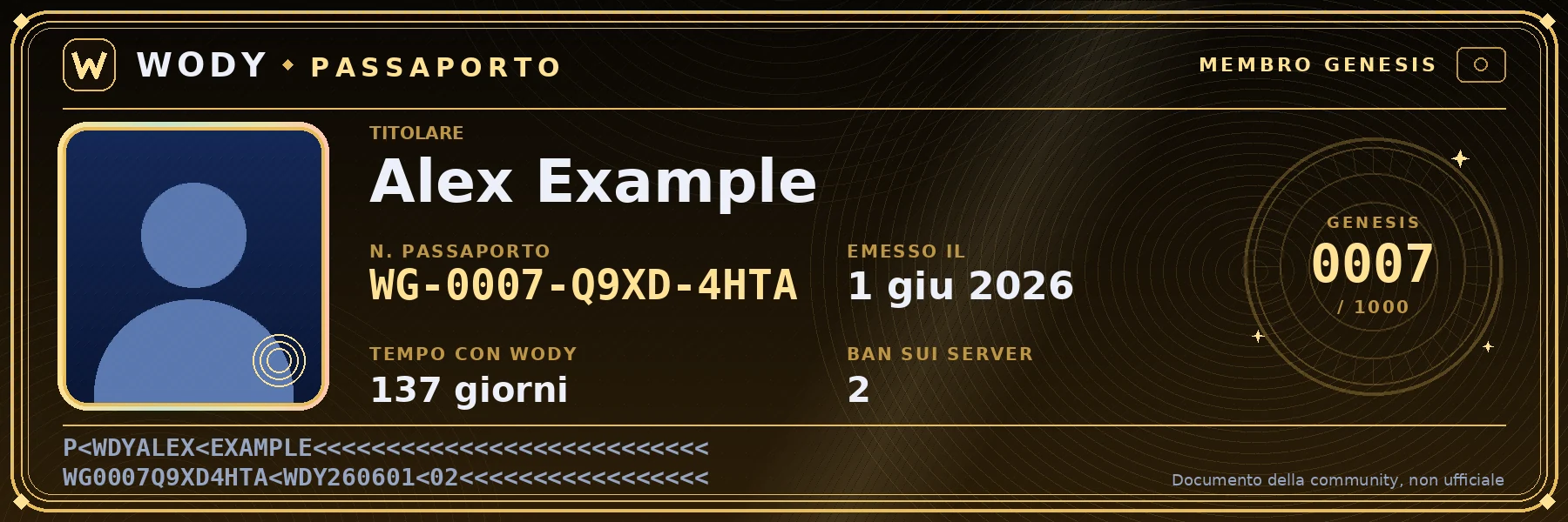 Anteprima della carta WODY PASSPORT Genesis nera e oro